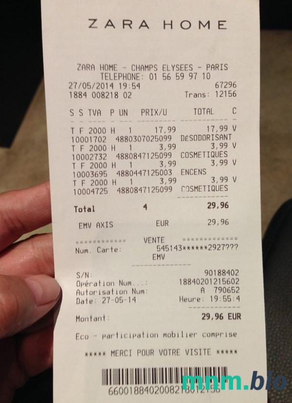 Zara Home przykładowy czek płatniczy PSD
